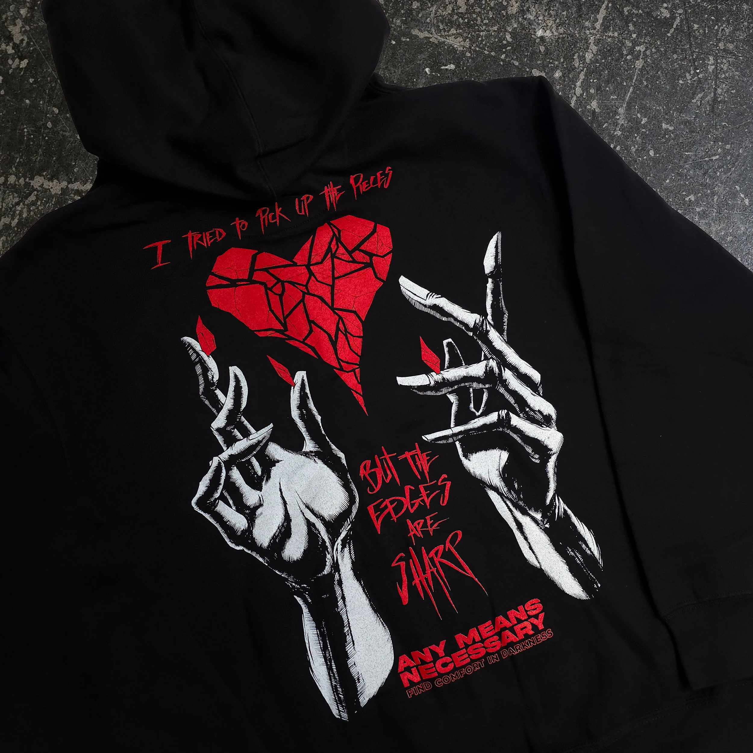 Sharp Edges Zip Up Hoodie Black - Image 3